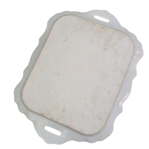 Hand-Painted Floral Porcelain Serving Tray with Handles – Signed Liz 1999 - Picture 3 of 7